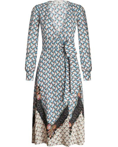 Etro Floral-print Midi Wrap Dress - Gray