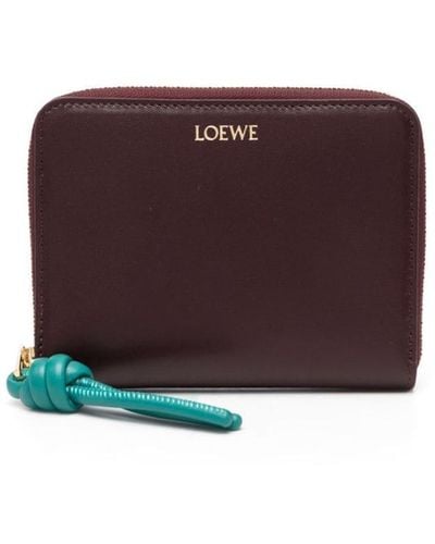 Loewe Logo-embossed Knot Leather Wallet - Purple