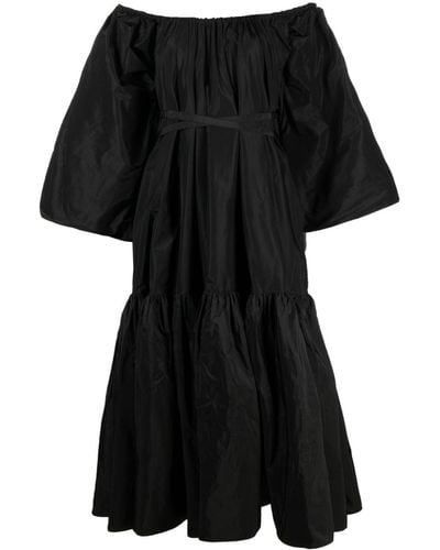 Patou Off-shoulder Ruched Midi Dress - Black