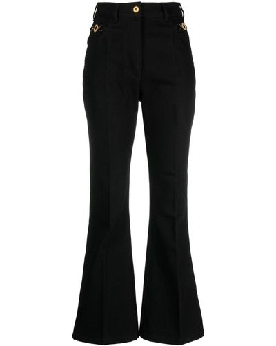 Patou Logo-embroidered Flared Jeans - Black