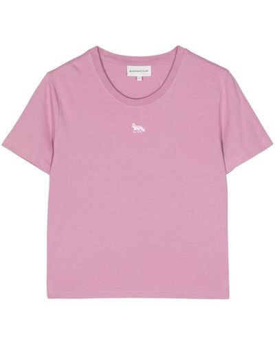 Maison Kitsuné Katoenen T-shirt Met Print - Roze