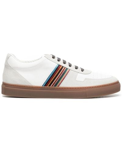 Paul Smith Artist Stripe Pattern Leather Trainers - White