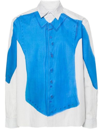 JW Anderson Camisa a rayas con camisa estampada - Azul
