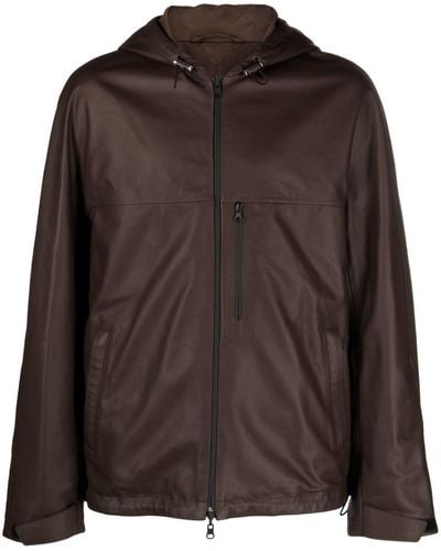 Lanvin Leather Hooded Jacket - Brown