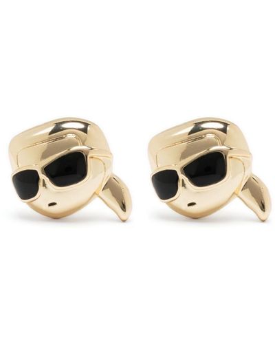 Karl Lagerfeld K/ikonik Karl Stud Earrings - Metallic