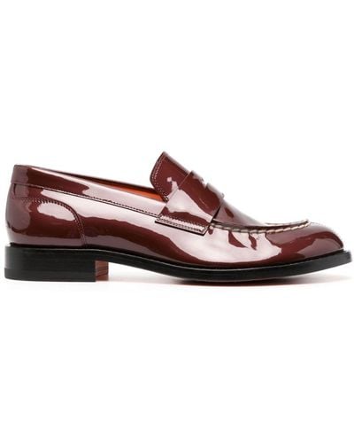Santoni Alfie Patent-leather Penny Loafers - Red