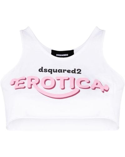 DSquared² Top crop con stampa - Rosa
