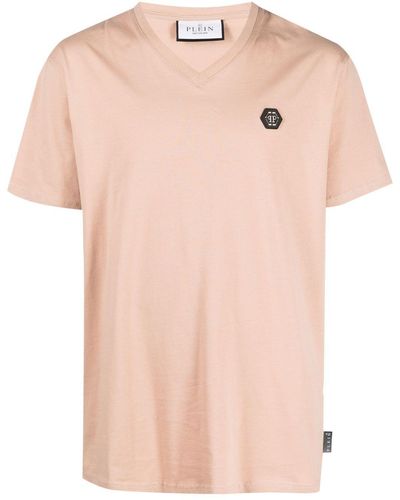 Philipp Plein Gothic Plein V-neck T-shirt - Pink