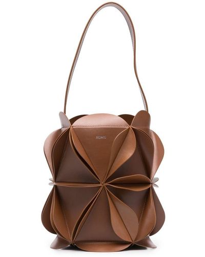 Coperni Origmani Leather Bucket Bag - Brown