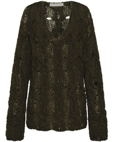Dion Lee Cable-knit Boucle Sweater - Green