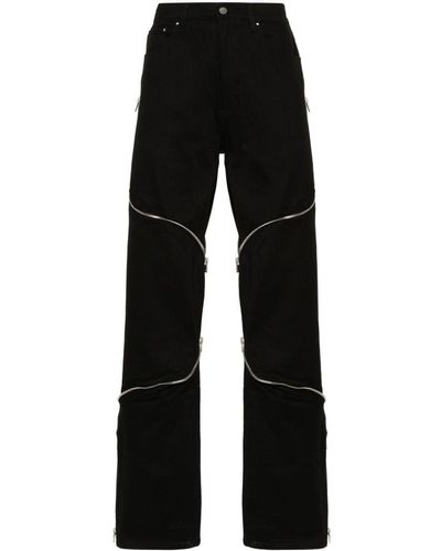 HELIOT EMIL Rutile Zip-detail Tapered Jeans - Black