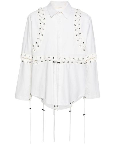 Craig Green Deconstructed Laced cotton shirt - Blanc