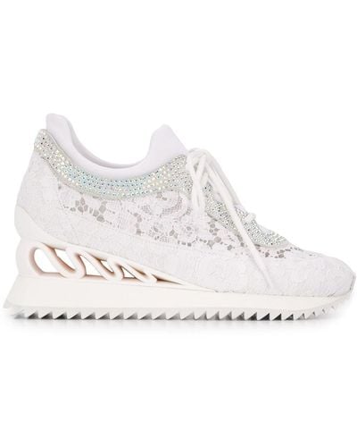 Le Silla Embellished Lace Detail Trainers - White