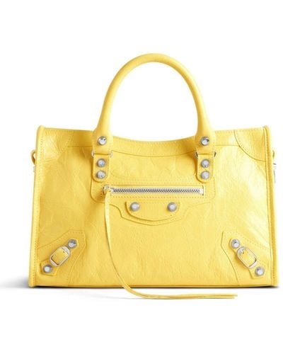 Balenciaga Small Le City Textured-leather Tote Bag - Yellow