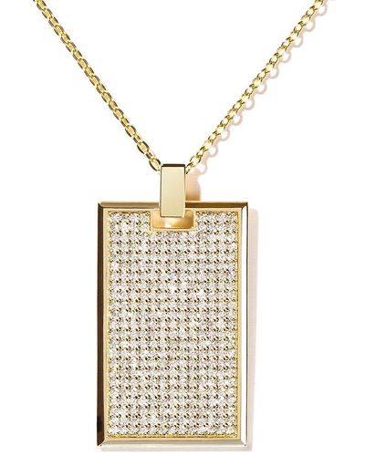 AS29 Collar con colgante TAG rectangular en oro amarillo de 18kt con diamantes en pavé - Metálico