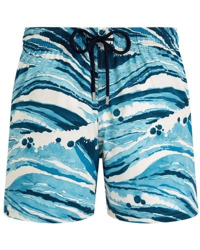 Vilebrequin X Maison Kitsuné Wave-print Swim Shorts - Blue