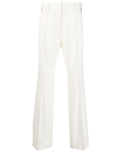 DSquared² Pantalon droit à design plissé - Blanc