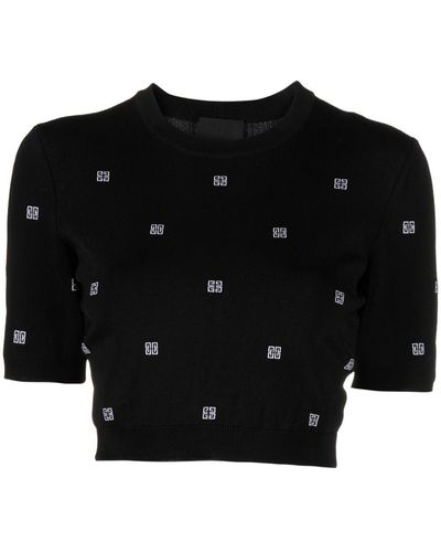 Givenchy 4g Intarsia-knit Cropped Top - Black