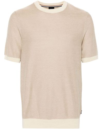 BOSS Piqué-knit T-shirt - Natural