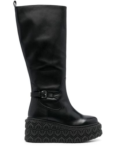 Patrizia Pepe 80mm Logo-embossed Sole Boots - Black