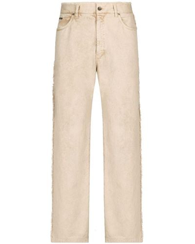 Dolce & Gabbana Ausgefranste Jeans mit lockerem Schnitt - Natur