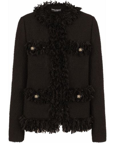 Dolce & Gabbana Single-breasted Bouclé Jacket - Black