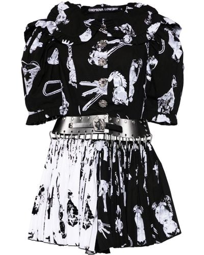 Chopova Lowena Harpsichord Cotton Dress - Black