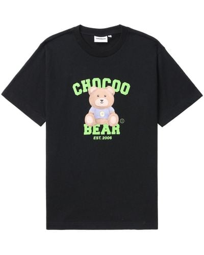 Chocoolate Teddy Bear-print Cotton T-shirt - Black