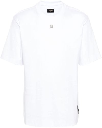 Fendi T-Shirt mit FF-Schild - Weiß