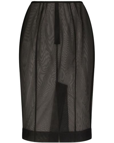 Dolce & Gabbana Sheer Pencil Skirt - Black