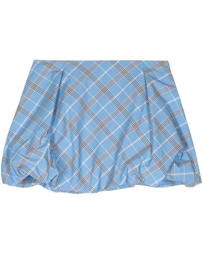 MSGM Plaid Puffball Miniskirt - Blue
