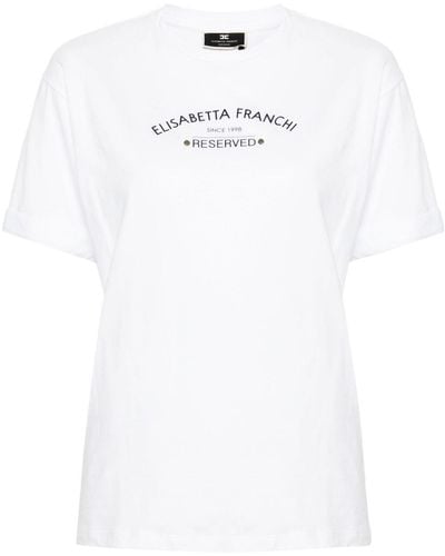 Elisabetta Franchi Camiseta con logo estampado - Blanco