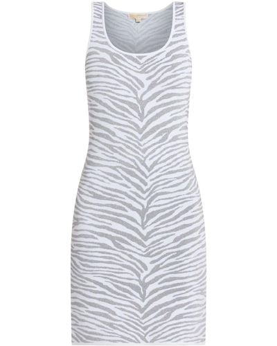 Michael Kors Zebra-pattern Knitted Minidress - White
