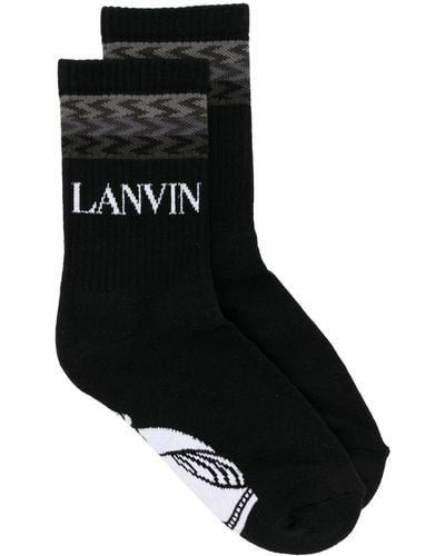 Lanvin Chaussettes à logo intarsia - Noir