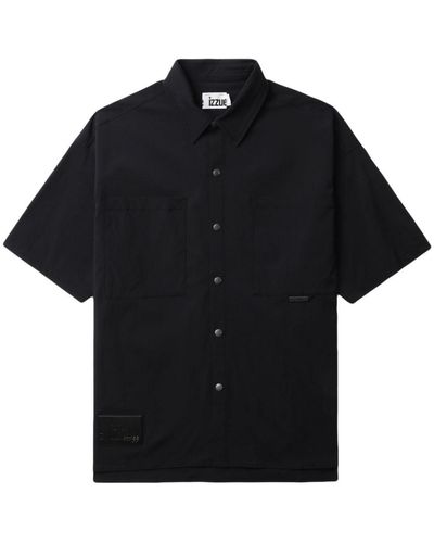 Izzue Overhemd Met Opgestikte Zak En Drukknoop - Zwart