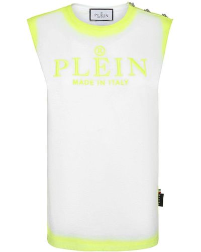 Philipp Plein Logo-embroidered Cotton Tank Top - White