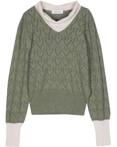 Kiko Kostadinov Pointelle-knit Layered Jumper - Green