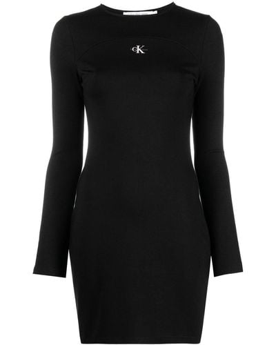 Calvin Klein Logo-print Open Back Dress - Black