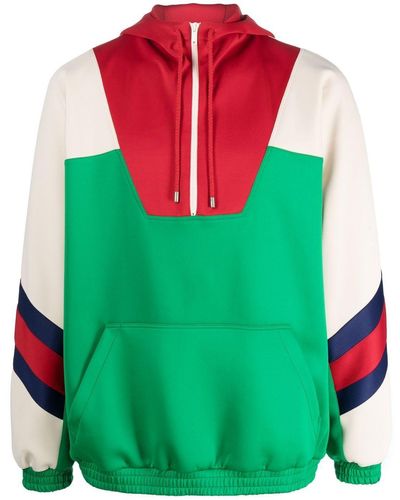 Gucci Sudadera con capucha y diseño colour block - Verde