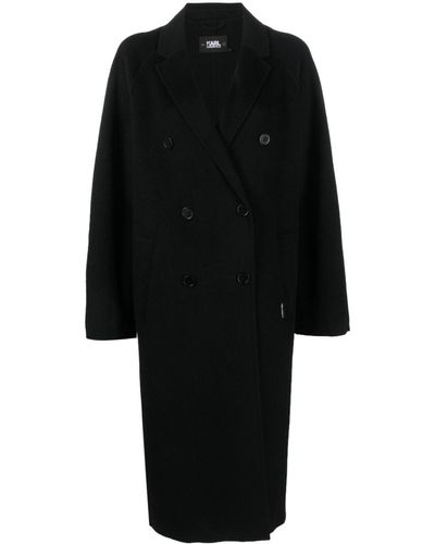 Karl Lagerfeld Manteau croisé à col cranté - Noir