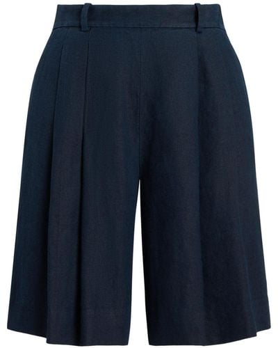 Polo Ralph Lauren Pleated High-waisted Shorts - Blue