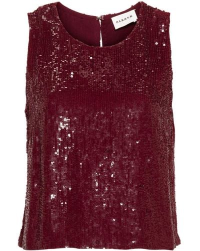 P.A.R.O.S.H. Sequin Sleeveless Top - Red
