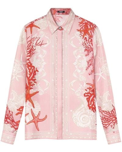 Versace Mix-print Satin Shirt - Pink