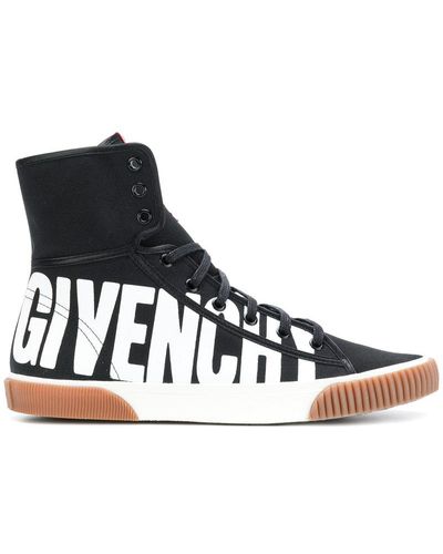Givenchy Designer Logo High-top Canvas Sneakers - Black