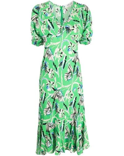 Diane von Furstenberg Vestido midi con estampado floral - Verde
