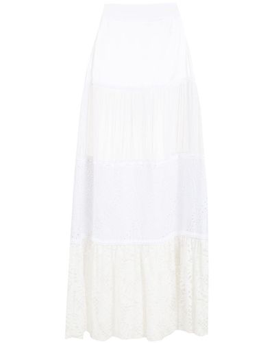 Amir Slama Broderie-anglaise Full Skirt - White