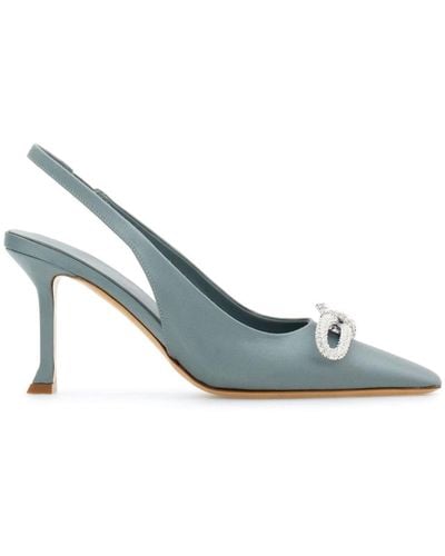 Ferragamo 85mm Bow-detail Leather Court Shoes - Blue