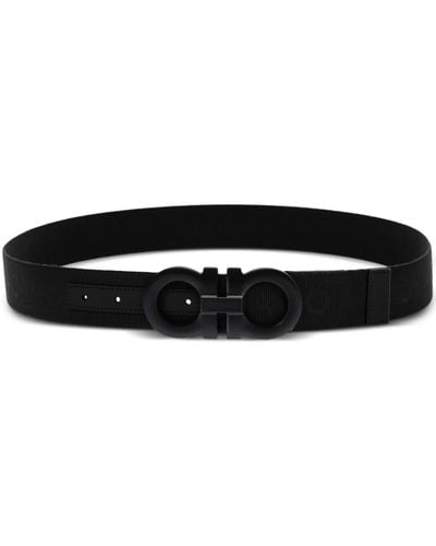 Ferragamo Gancini-buckle Logo-strap Belt - Black