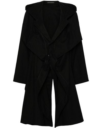 Yohji Yamamoto Hooded Cotton Coat - Black