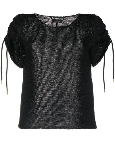 Tom Ford Ruched Open-knit Top - Black